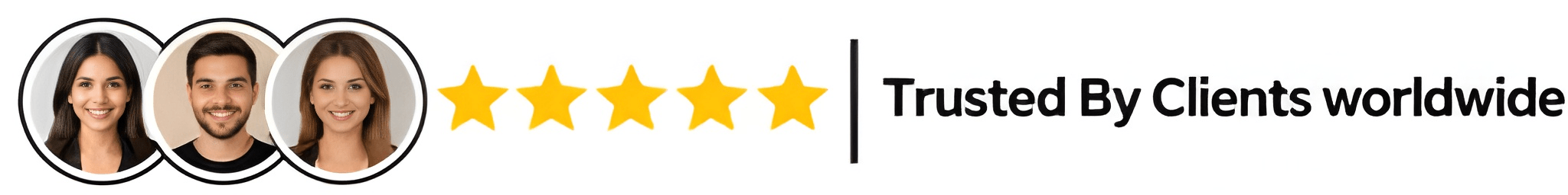 Client avatars with a five-star rating